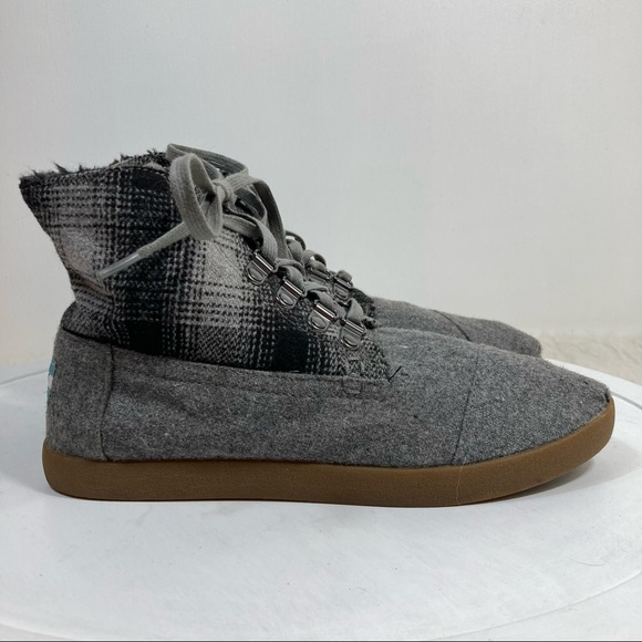 TOMS Highlands Botas Lace Up Booties In Gray Plaid - Picture 3 of 10